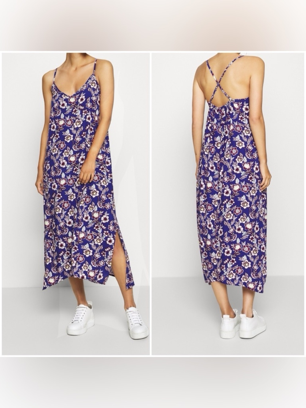 NWT - GAP - Blue Floral Cami, Hanky Midi Dress. Large - pit to pit is 20.5"